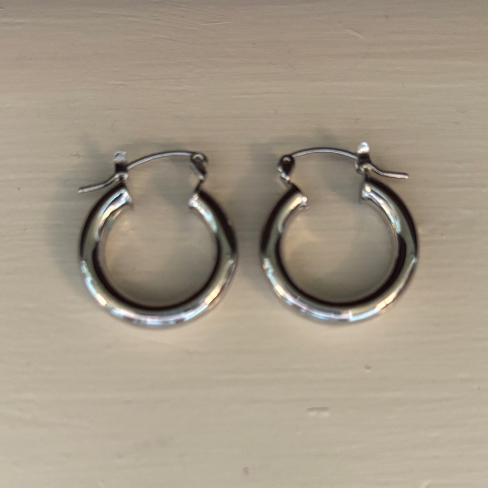 Thick Sterling Forever Sterling Silver Hoop Earrings